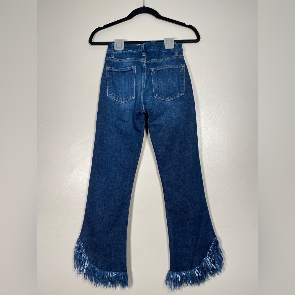 Frame Le Crop Mini Boot High Rise Fringe Hem Denim Jeans - Picture 11 of 11
